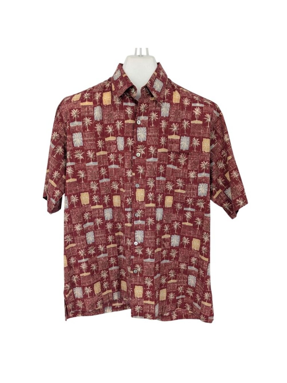 Vtg Tori Richard‎ Hawaiian Aloha Button Up Shirt Palm Print Coastal USA Medium